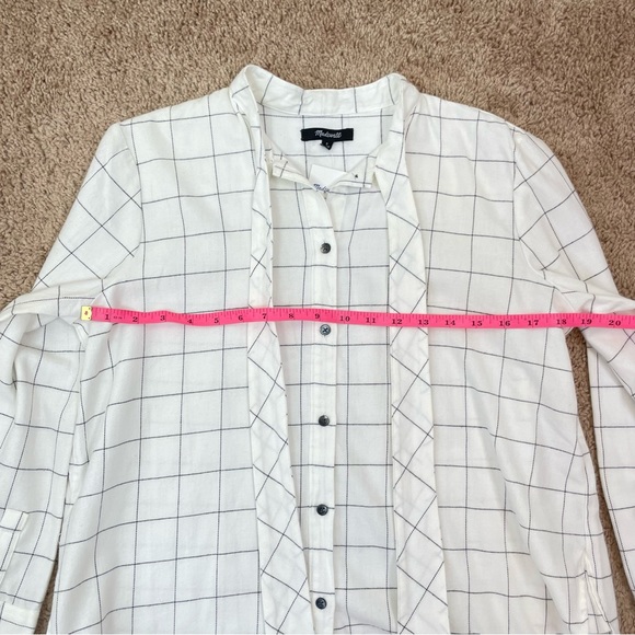 Madewell Flannel Tie-Neck Button Down Shirt in Windowpane K0191 Size Small New - Picture 12 of 16